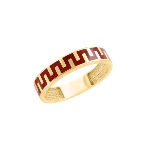 Product image of the product “Women's Ring “Meander with Red Enamel” in 585 Yellow Gold ”