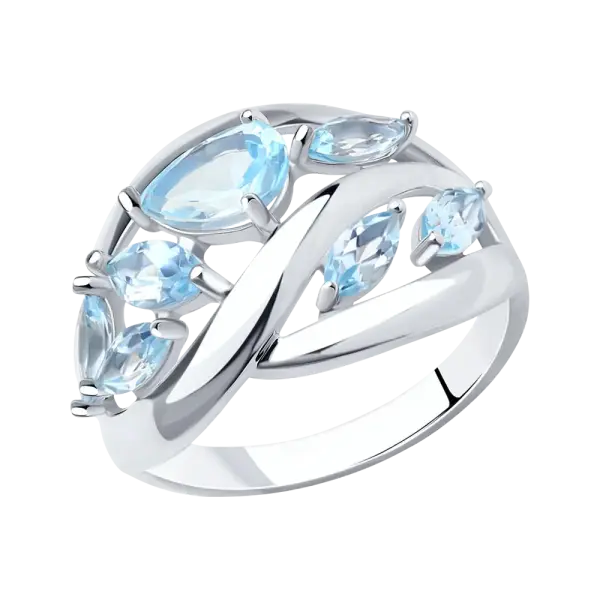 Product image of the product “Women's Ring “Navettes with Tendrils” in 925 Sterling Silver with Topaz ”
