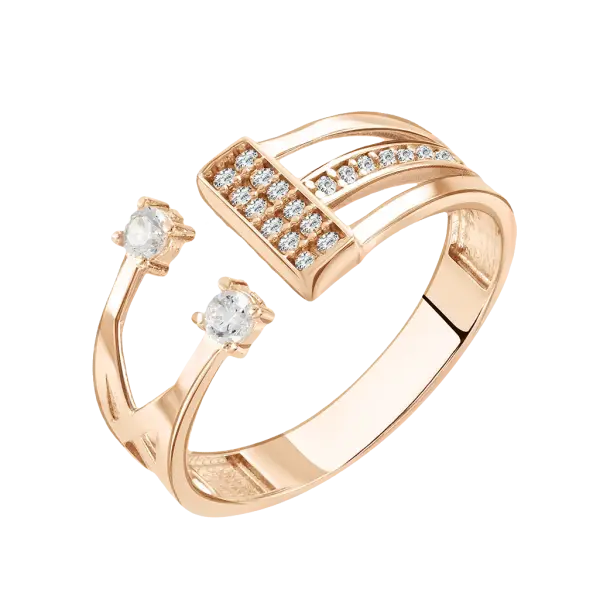 Product image of the product “Women's Ring “Open with Stones” in 585 Rose Gold with Cubic Zirconia ”