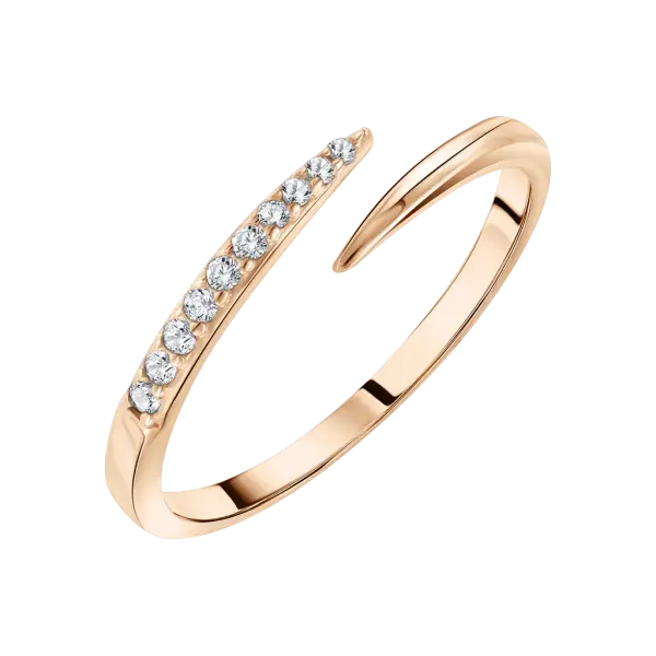 Изображение товара «Женское кольцо «Открытое с дорожкой камней» из красного золота 585 пробы с фианитами »