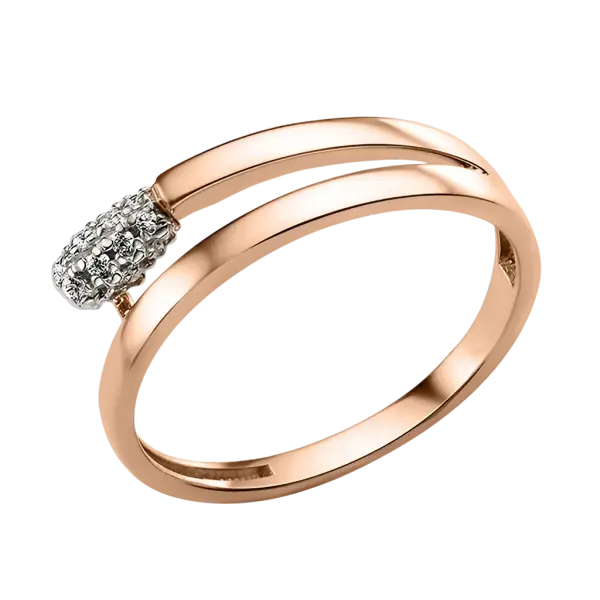 Product image of the product “Women's Ring “Open Overlapping with Stones” in 585 Rose Gold with Cubic Zirconia ”