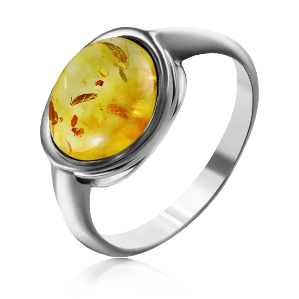 Artikelbild des Artikels “Damenring „Oval mit Rahmen“ aus 925 Silber mit Bernstein “