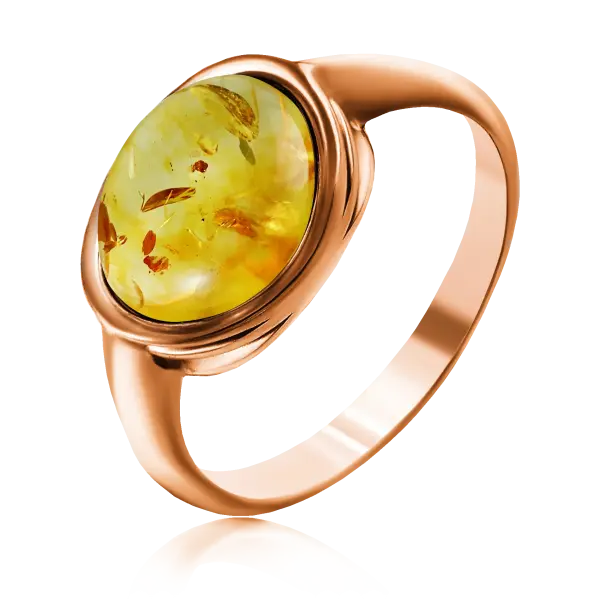 Artikelbild des Artikels “Damenring „Oval mit Rahmen“ aus 925 Silber vergoldet mit Bernstein “