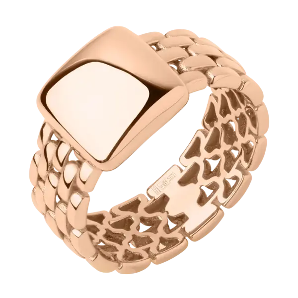 Artikelbild des Artikels “Damenring „Panzerband mit Platte“ aus 585 Rotgold “