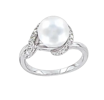 Artikelbild des Artikels “Damenring „Perle im Schwung“ aus 925 Silber mit Zirkonia und Perlen “