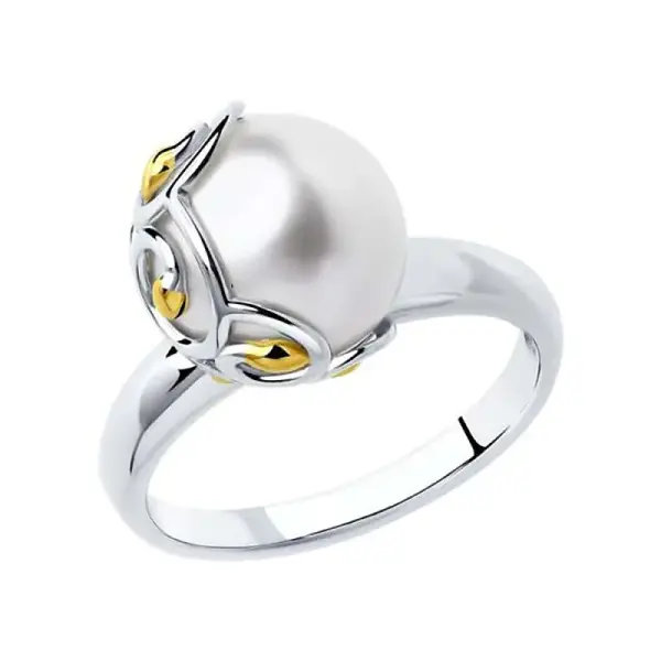 Product image of the product “Women's Ring “Pearl in Flower Setting” in 925 Sterling Silver with Pearls ”