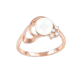Artikelbild des Artikels “Damenring „Perle mit Steincluster“ aus 585 Rotgold mit Zirkonia und Perlen “
