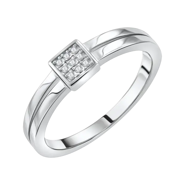 Artikelbild des Artikels “Damenring „Quadrat mit Steinpavé“ aus 925 Silber mit Zirkonia “