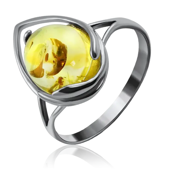 Product image of the product “Women's Ring “Round in Sweep” in 925 Sterling Silver with Amber ”