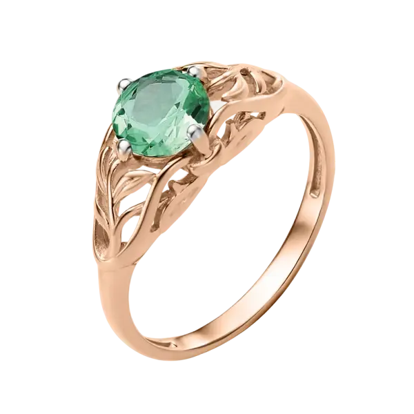 Product image of the product “Women's Ring “Round with Foliage” in 585 Rose Gold with Sitall ”