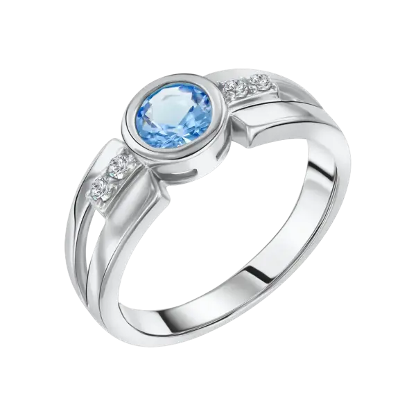 Product image of the product “Women's Ring “Round with Side Stones” in 925 Sterling Silver with Cubic Zirconia ”