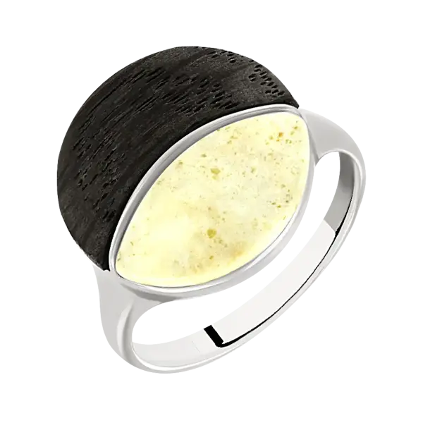 Product image of the product “Women's Ring “Two-Part Round Plate” with Amber ”