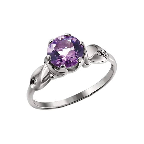 Product image of the product “Women's Ring “Round Amethyst with Ornament” in 925 Sterling Silver with Amethyst ”