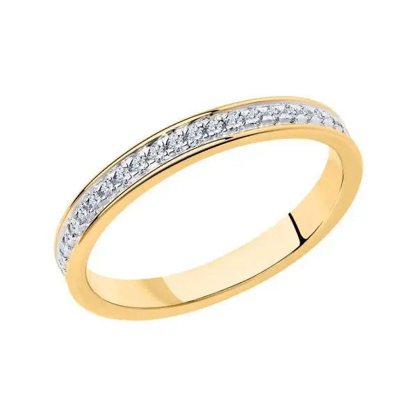 Product image of the product “Women's Ring “Slim Hoop with Row of Stones” in Gold-Plated 925 Sterling Silver with Cubic Zirconia ”