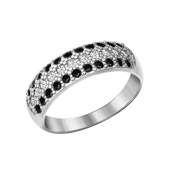 Artikelbild des Artikels “Damenring „Schwarz-weißes Pavé“ aus 925 Silber mit Zirkonia “