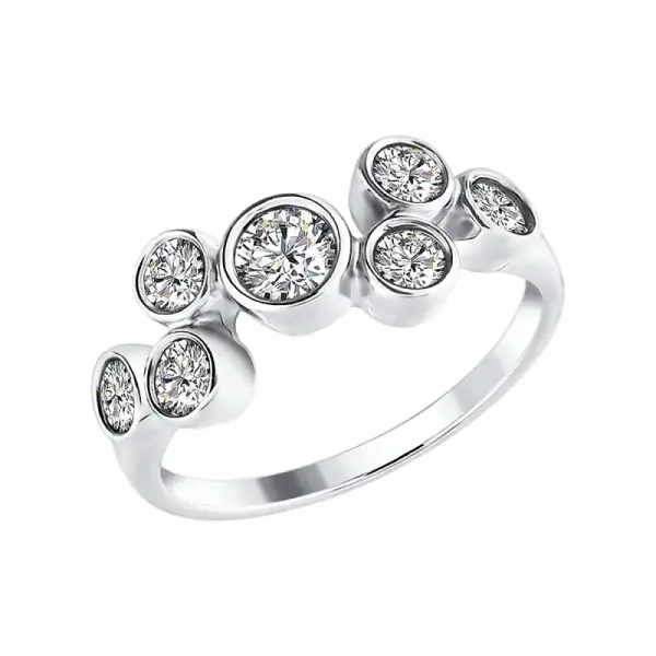 Artikelbild des Artikels “Damenring „Sieben Steine in Zargen“ aus 925 Silber mit Zirkonia “