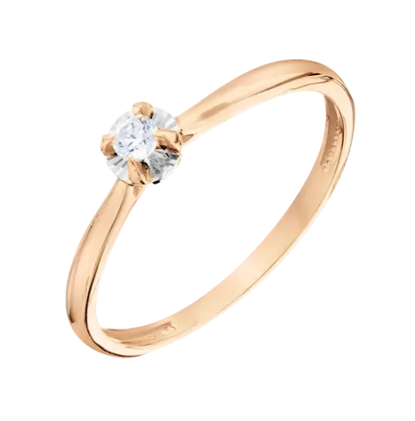 Product image of the product “Women's Ring “Solitaire” in 585 Rose Gold with Diamonds, Width 4.5 mm ”