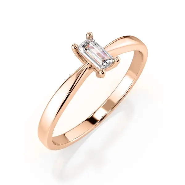 Product image of the product “Women's Ring “Baguette Solitaire” in 585 Rose Gold with Diamonds, 0.10 ct ”