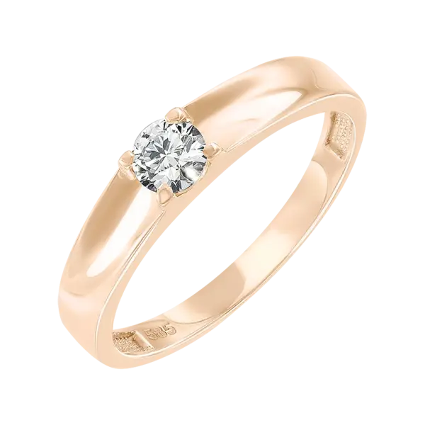 Artikelbild des Artikels “Damenring „Solitär breit“ aus 585 Rotgold mit Zirkonia “