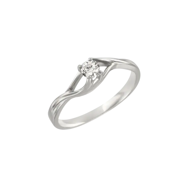 Artikelbild des Artikels “Damenring „Solitär im Schwung“ aus 585 Weißgold mit Zirkonia “