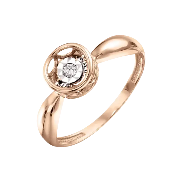 Artikelbild des Artikels “Damenring „Solitär in runder Fassung“ aus 585 Rotgold mit Brillanten “