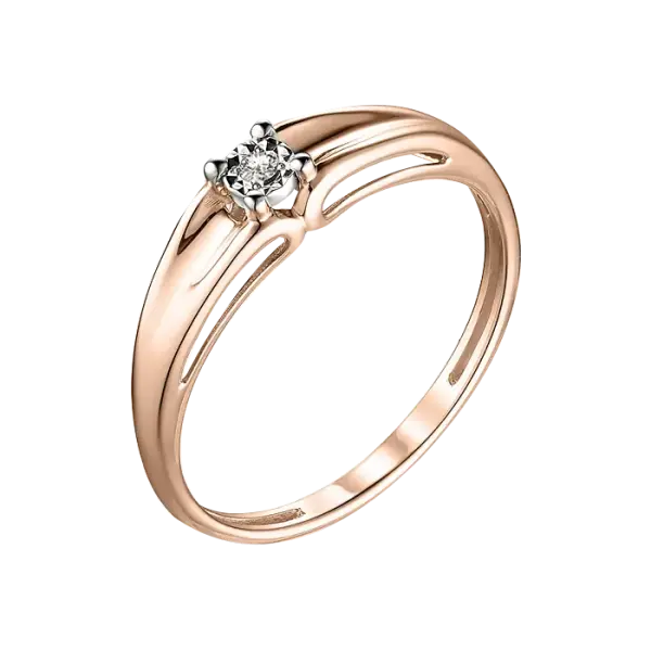 Artikelbild des Artikels “Damenring „Solitär mit Bändern“ aus 585 Rotgold mit Brillanten “