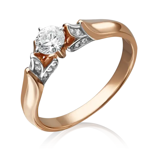 Product image of the product “Women's Ring “Solitaire in Leaf Setting” in 585 Two-Tone Gold with Cubic Zirconia ”