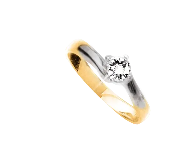 Artikelbild des Artikels “Damenring „Solitär mit Bypass“ aus 585 Bicolor-Gold mit Brillanten “