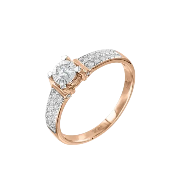 Product image of the product “Women's Ring “Solitaire with Pavé Band” in 585 Rose Gold with Diamonds ”