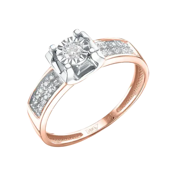 Artikelbild des Artikels “Damenring „Solitär mit Pavé-Schultern“ aus 585 Bicolor-Gold mit Brillanten “