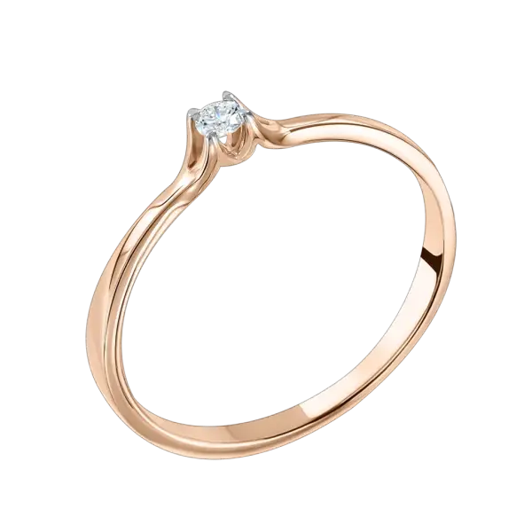Artikelbild des Artikels “Damenring „Solitär mit Schwung“ aus 585 Rotgold mit Brillanten, 0,06 ct “