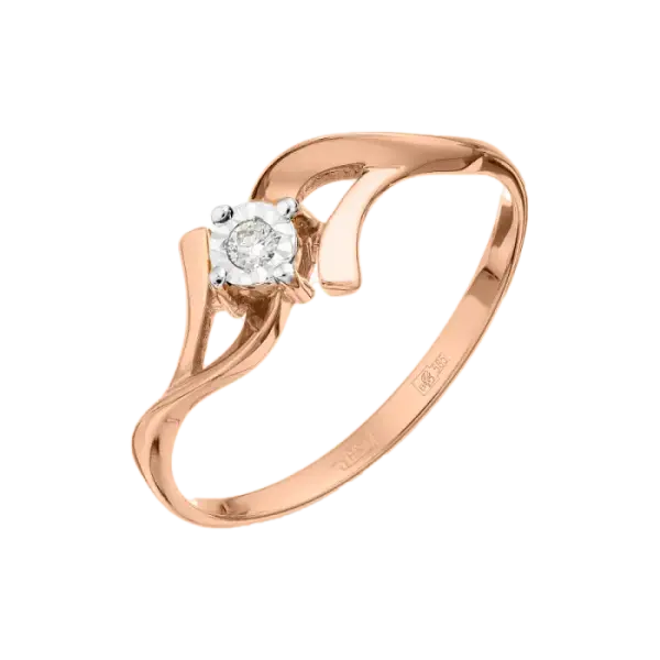 Product image of the product “Women's Ring “Solitaire with Sweep” in 585 Rose Gold with Diamonds, 0.03 ct ”
