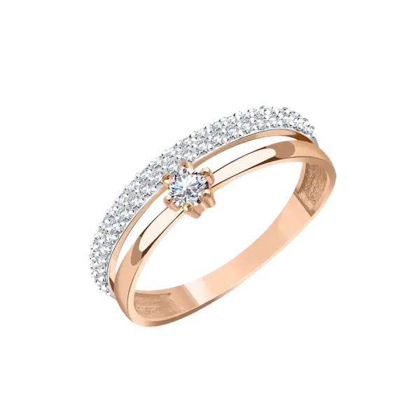Product image of the product “Women's Ring “Solitaire with Stone Arc” in 585 Rose Gold with Cubic Zirconia ”