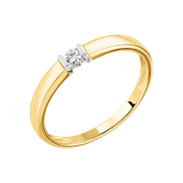 Artikelbild des Artikels “Damenring „Solitär mit Stufe“ aus 585 Gelbgold mit Brillanten, 0,071 ct “