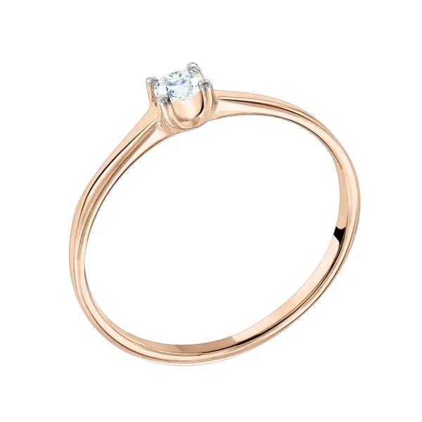 Product image of the product “Women's Ring “Narrow Solitaire” in 585 Rose Gold with Diamonds, 0.1 ct ”