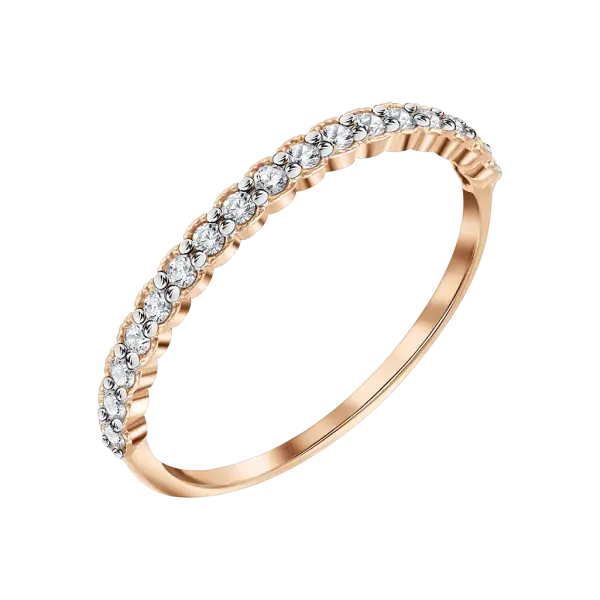 Product image of the product “Women's Ring “Half Stone Row” in 585 Rose Gold with Diamonds ”