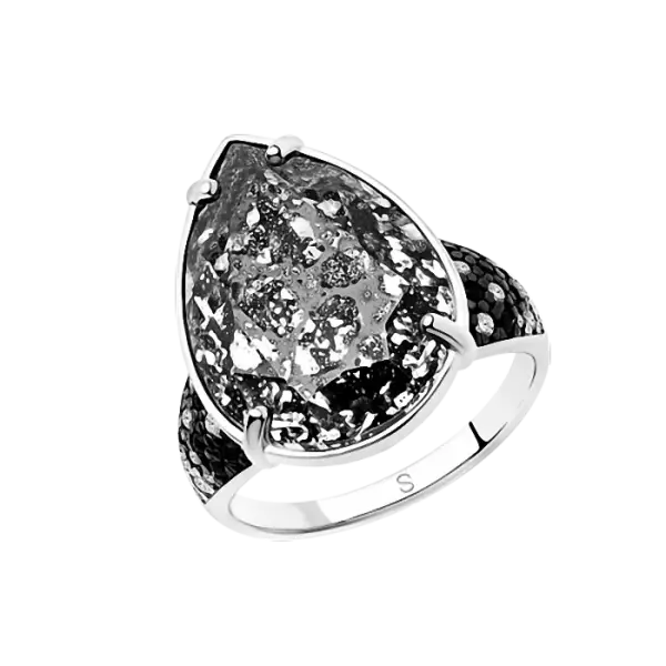 Product image of the product “Women's Ring “Teardrop with Prongs” in 925 Sterling Silver with Cubic Zirconia and Swarovski Crystals ”