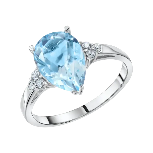 Product image of the product “Women's Ring “Drop with Side Stones” in 925 Sterling Silver with Cubic Zirconia and Topaz ”