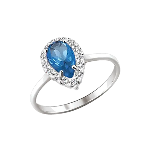Artikelbild des Artikels “Damenring „Tropfen mit Steinkranz“ aus 925 Silber mit Zirkonia und Topas “