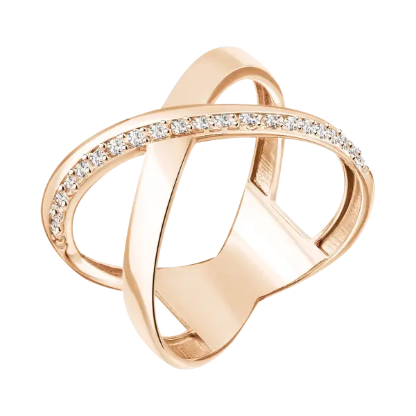Product image of the product “Women's Ring “Crossover X Shape” in 585 Rose Gold with Cubic Zirconia ”