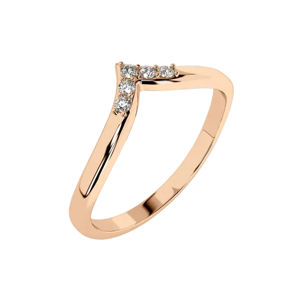 Product image of the product “Women's Ring “V-Shape with Stones” in 585 Rose Gold with Diamonds, 0.05 ct ”