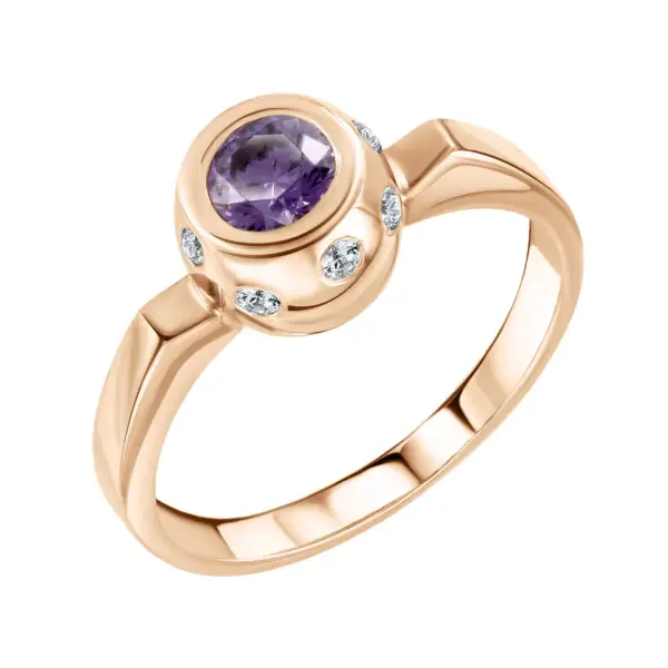Product image of the product “Women's Ring “Bezel-Set Violet Stone” in 585 Rose Gold with Cubic Zirconia ”