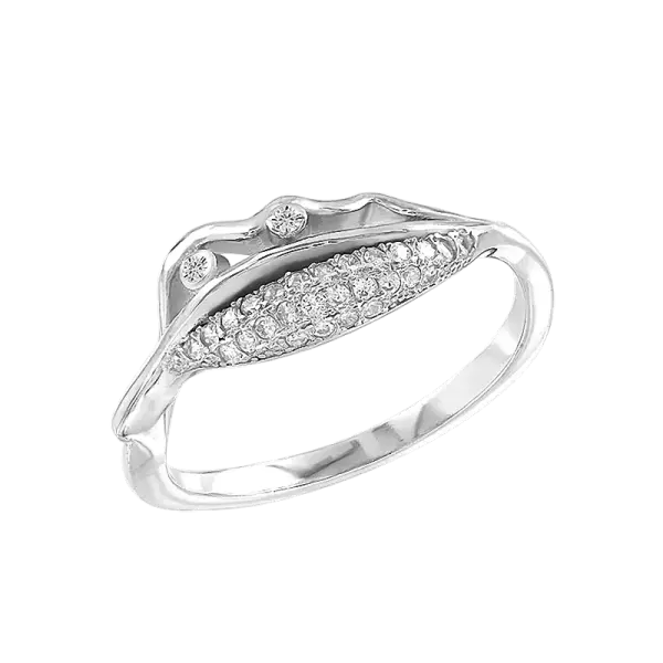 Product image of the product “Women's Ring “Wave with Pavé” in 925 Sterling Silver with Cubic Zirconia ”