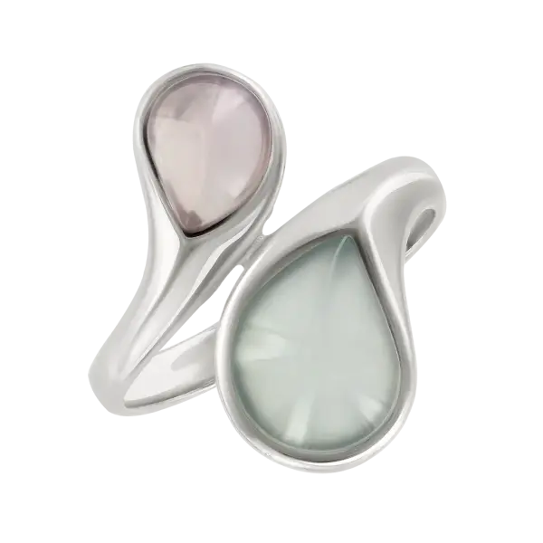 Artikelbild des Artikels “Damenring „Zwei Tropfen“ aus 925 Silber mit Achat und Quarz “