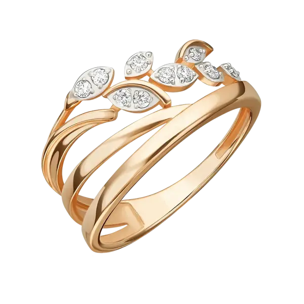 Product image of the product “Women's Ring “Branch with Leaves” in 585 Yellow Gold with Cubic Zirconia ”