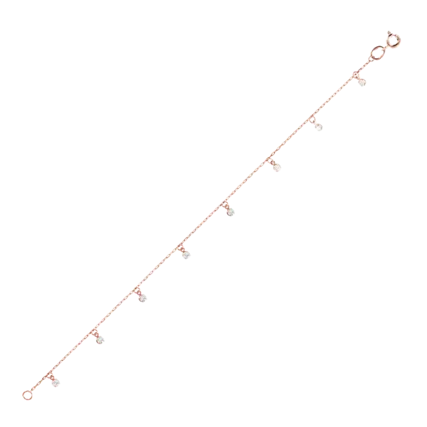 Product image of the product “Anklet “Hanging Stones” in 585 Rose Gold with Cubic Zirconia ”