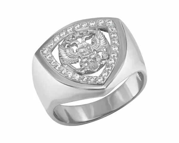 Product image of the product “Men's Ring “Double-Headed Eagle with Stone Setting” in 925 Sterling Silver with Cubic Zirconia ”