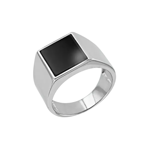 Product image of the product “Men's Ring “Onyx Square” in 925 Sterling Silver with Onyx ”