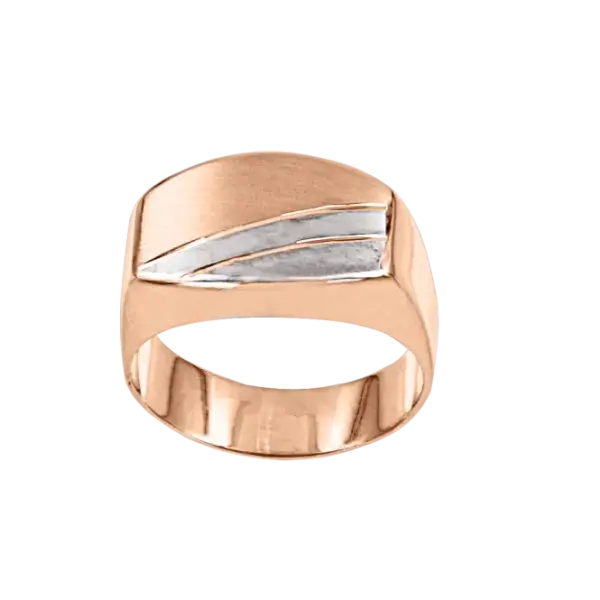 Product image of the product “Men's Ring “Plate with Diagonal Stripes” in 585 Two-Tone Gold ”