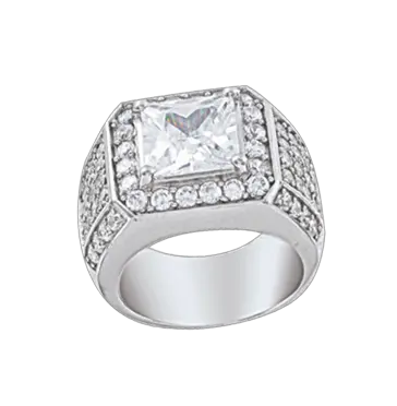 Product image of the product “Men's Ring “Rectangular Stone with Stone Setting” in 925 Sterling Silver with Cubic Zirconia ”